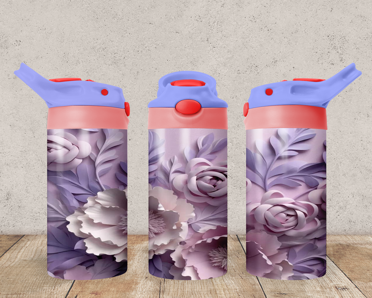 Purple 3D Flower Sippy Tumbler