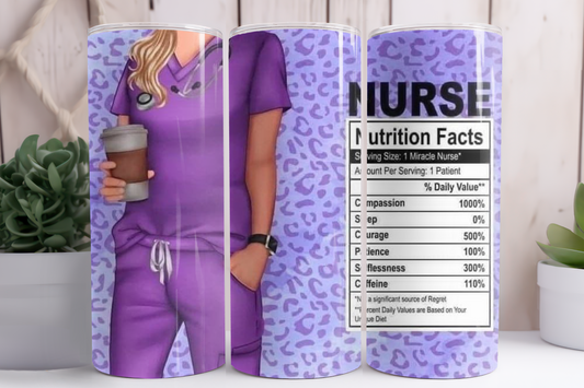 Purple Cheetah Print Nurse Tumbler