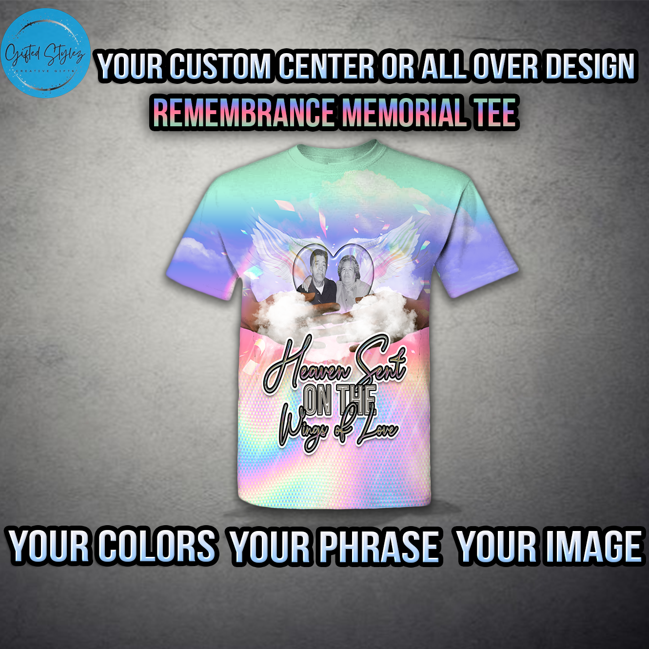 Custom Colorful All Over Memorial Remembrance Tshirt