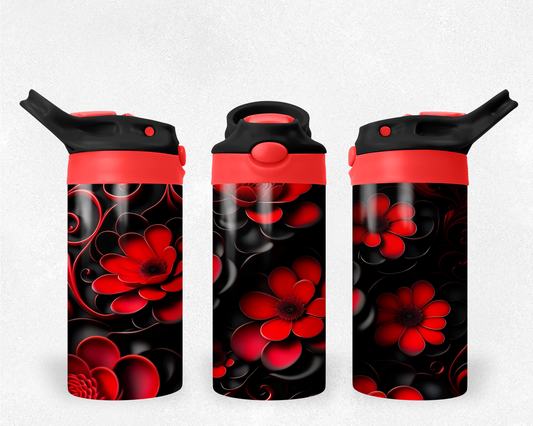 Girl's Red & Black Floral Tumbler