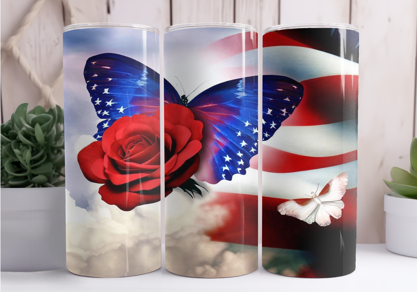 4th Of July Butterfly Tumblers