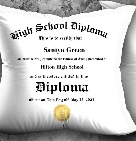 Custom Simple Diploma Styled Pillow