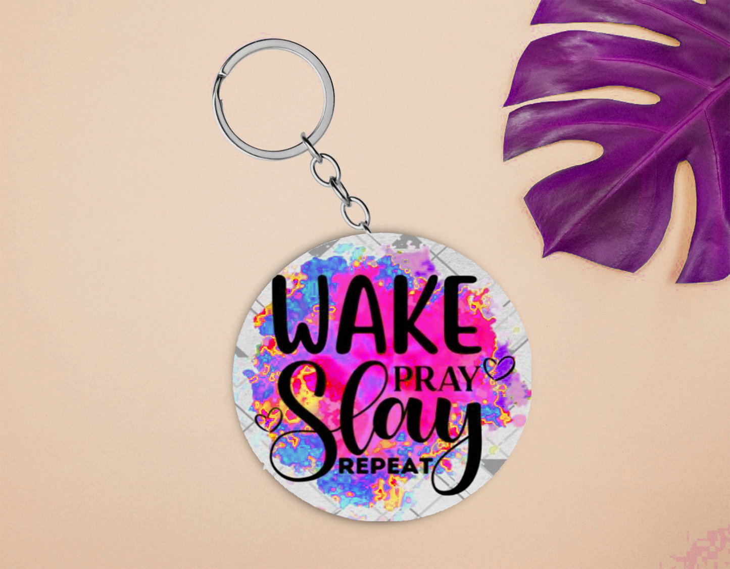 "Wake,Pray & Repeat" Keychain